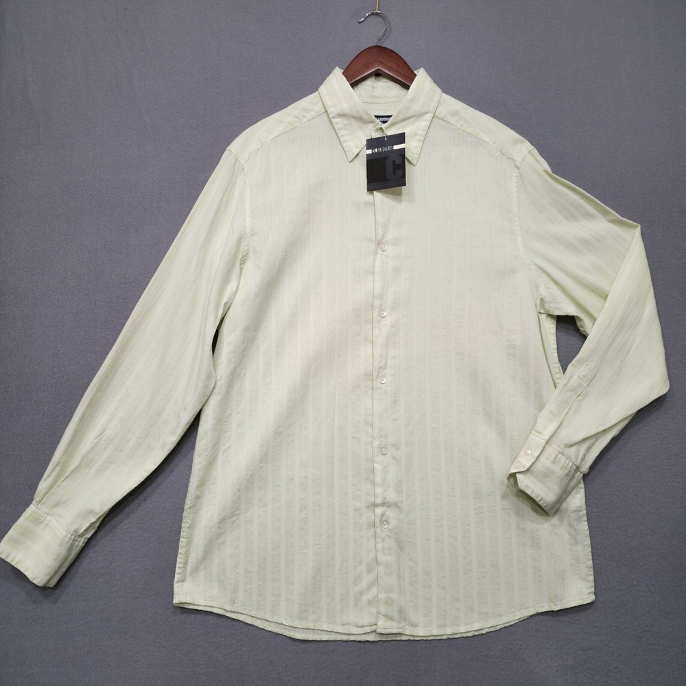 Claiborne Men's Green Striped Long‎ Sleeve Button Up Shirt Size Large NWT